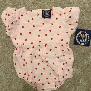 Emma Jean Pink Heart Baby Romper Bubble
